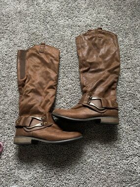 Mossimo Women’s Tall Brown Riding Boots with Buckle Detail